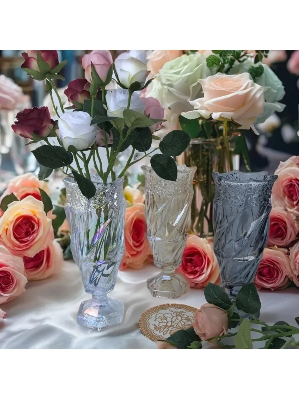 9.5 Inch Sparkling Glass Flower Vase Bohemian Style For Centerpieces Home Dec